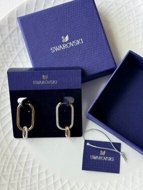 Swarovski Gold and Crystal Linked Drop Earrings